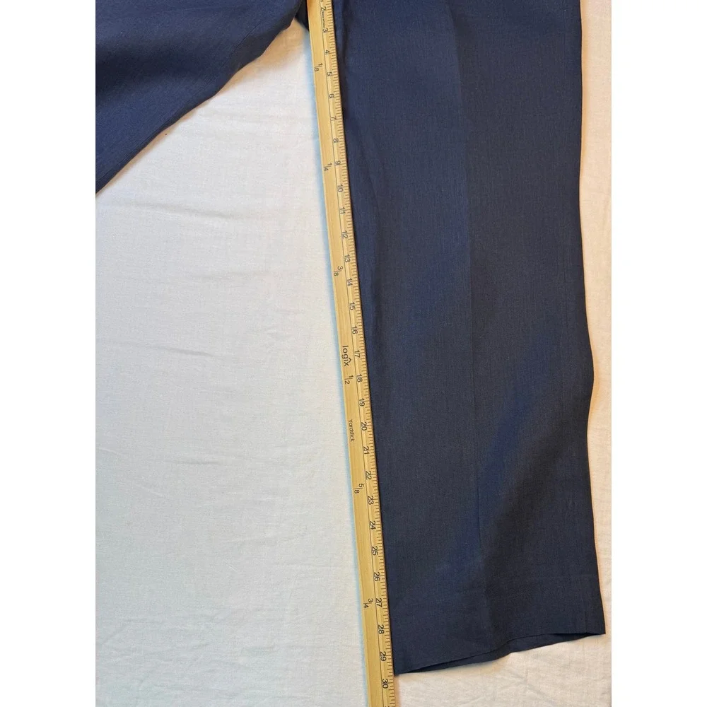 Armani Collezioni Mens Navy Blue Linen Blend Flat Front Straight Leg Pants 35x29